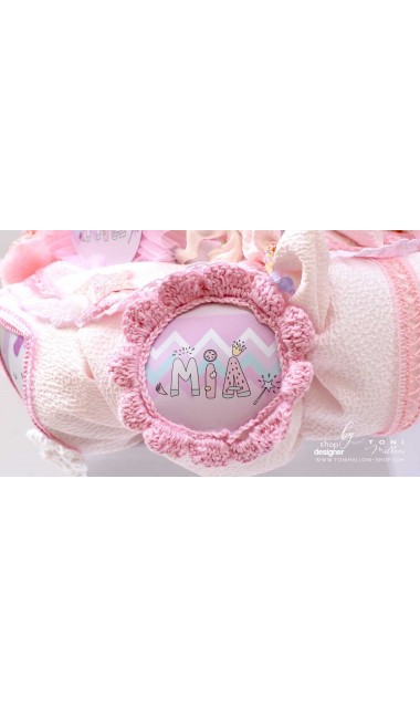 Lumanare de botez cu unicorni glam chevron pattern in roz si lila Posh Unicorn 2020 5